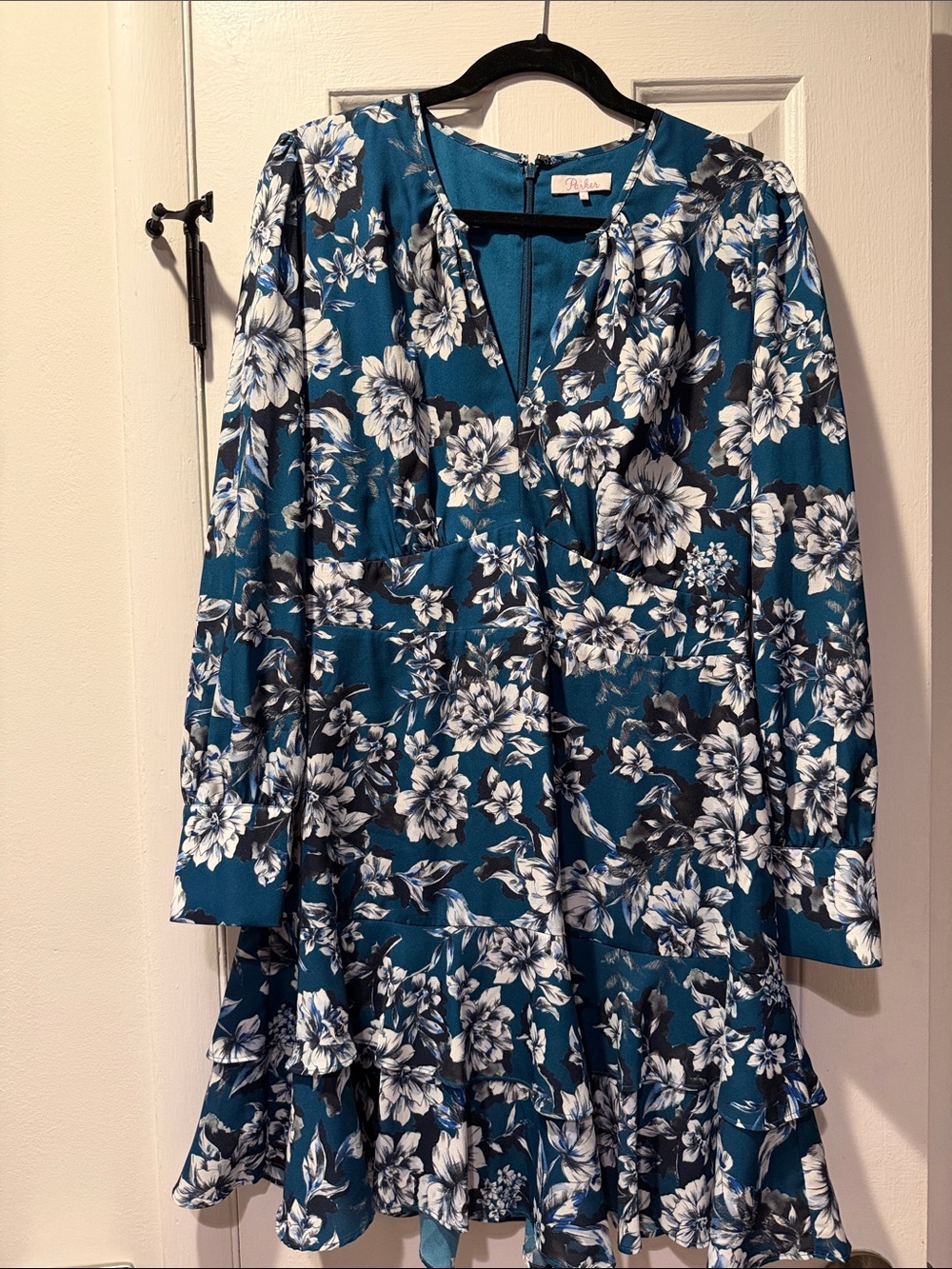 Parker Teal Floral V-Neck Dress